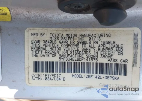 2013 Toyota Corolla S из США, поврежденный, VIN 5YFBU4EE6DP141675